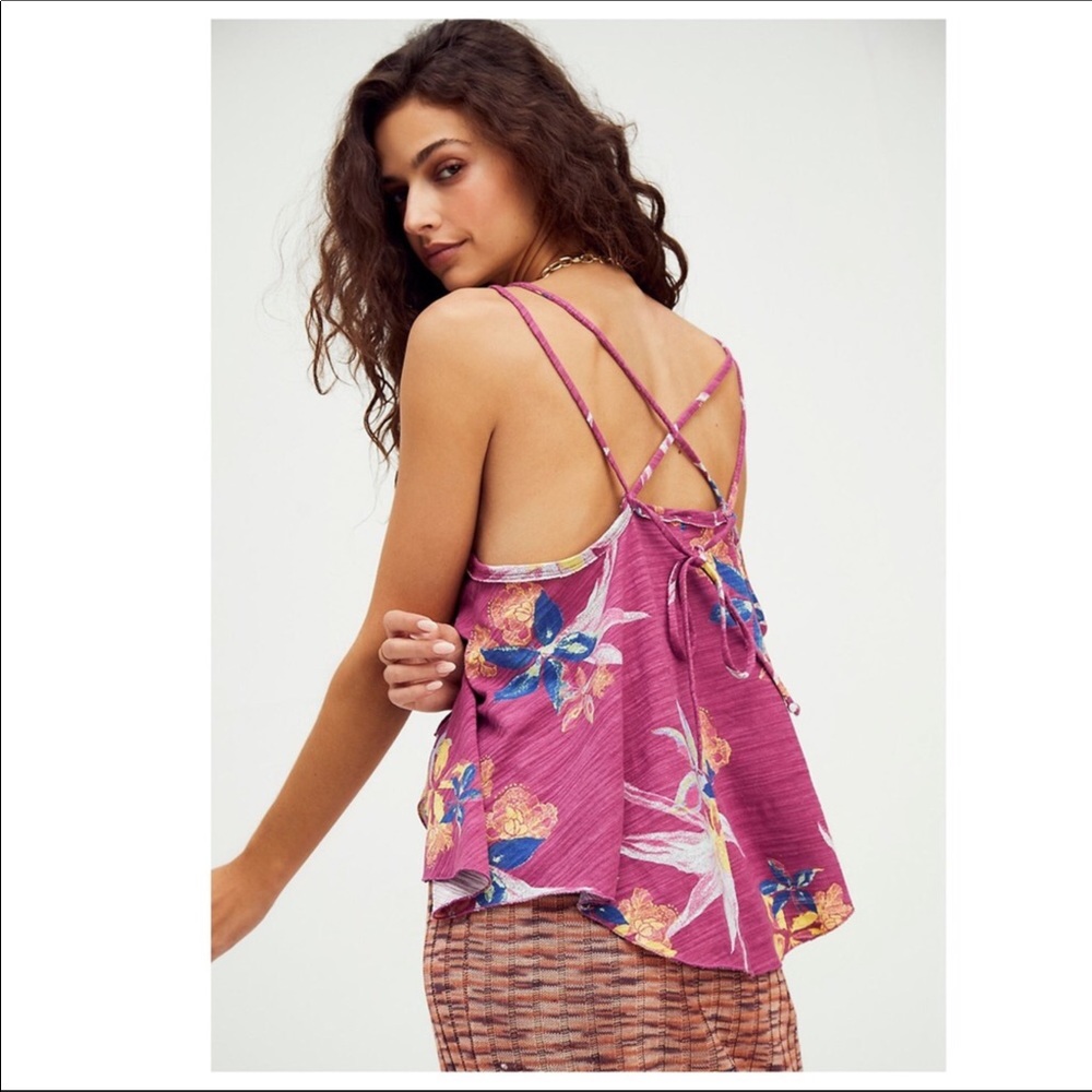FREE PEOPLE BOHO TANK TOP FLOWY FLORAL FESTIVAL PRINT SLEEVELESS KNIT TEE A2C - Picture 7 of 16